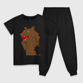 Детская пижама хлопок с принтом Медведь цензурный в Тюмени, 100% хлопок |  брюки и футболка прямого кроя, без карманов, на брюках мягкая резинка на поясе и по низу штанин
 | Тематика изображения на принте: интернет приколы | медведь | медведь в кустах | приколы