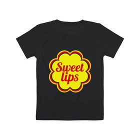 Детская футболка хлопок с принтом Sweet lips в Тюмени, 100% хлопок | круглый вырез горловины, полуприлегающий силуэт, длина до линии бедер | chupa chups | sweet lips | антибренд | сладкие губы | чупа чупс