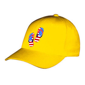 Бейсболка с принтом Американские сланцы в Тюмени, 100% хлопок | классический козырек, металлическая застежка-регулятор размера | Тематика изображения на принте: америка | американские сланцы | американские шлепки | сланцы | флаг амереки | шлепки