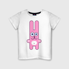 Детская футболка хлопок с принтом Веселый заяц в Тюмени, 100% хлопок | круглый вырез горловины, полуприлегающий силуэт, длина до линии бедер | девушкам | животные | зайцы | зайчик | зайчики | заяц