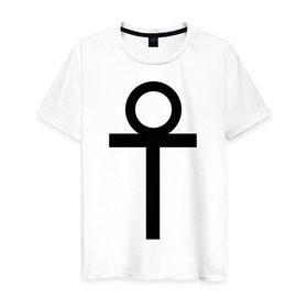 Мужская футболка хлопок с принтом Анкх в Тюмени, 100% хлопок | прямой крой, круглый вырез горловины, длина до линии бедер, слегка спущенное плечо. | gothic | готам | готика | готический | знак | руна | символ