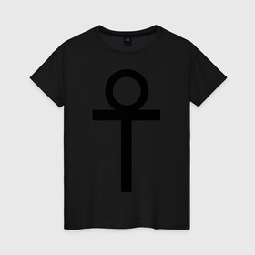 Женская футболка хлопок с принтом Анкх в Тюмени, 100% хлопок | прямой крой, круглый вырез горловины, длина до линии бедер, слегка спущенное плечо | gothic | готам | готика | готический | знак | руна | символ