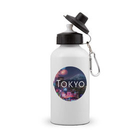 Бутылка спортивная с принтом Tokyo - круг в Тюмени, металл | емкость — 500 мл, в комплекте две пластиковые крышки и карабин для крепления | tokyo | urban | город | города | мировые столицы | токио | урбан | япония