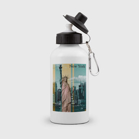 Бутылка спортивная с принтом NY cтатуя свободы в Тюмени, металл | емкость — 500 мл, в комплекте две пластиковые крышки и карабин для крепления | new york | ny | nyc | urban | город | города | нью йорк | урбан