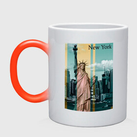 Кружка хамелеон с принтом NY cтатуя свободы в Тюмени, керамика | меняет цвет при нагревании, емкость 330 мл | new york | ny | nyc | urban | город | города | нью йорк | урбан