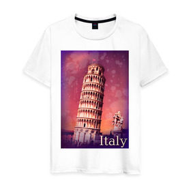 Мужская футболка хлопок с принтом Италия. Пизанская башня в Тюмени, 100% хлопок | прямой крой, круглый вырез горловины, длина до линии бедер, слегка спущенное плечо. | pisa | urban | город | города | достопримечательности | пиза | пизанская башня | урбан