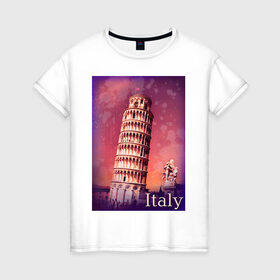 Женская футболка хлопок с принтом Италия. Пизанская башня в Тюмени, 100% хлопок | прямой крой, круглый вырез горловины, длина до линии бедер, слегка спущенное плечо | pisa | urban | город | города | достопримечательности | пиза | пизанская башня | урбан