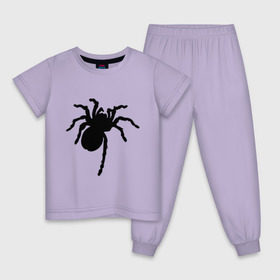 Детская пижама хлопок с принтом Паук (spider) в Тюмени, 100% хлопок |  брюки и футболка прямого кроя, без карманов, на брюках мягкая резинка на поясе и по низу штанин
 | Тематика изображения на принте: насекомые | паутина | паучок | черная вдова | черный паук