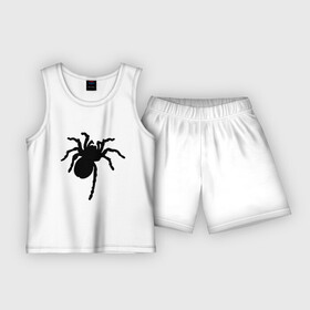 Детская пижама с шортами хлопок с принтом Паук (spider) в Тюмени,  |  | насекомые | паутина | паучок | черная вдова | черный паук