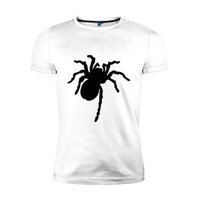 Мужская футболка премиум с принтом Паук (spider) в Тюмени, 92% хлопок, 8% лайкра | приталенный силуэт, круглый вырез ворота, длина до линии бедра, короткий рукав | Тематика изображения на принте: насекомые | паутина | паучок | черная вдова | черный паук