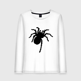 Женский лонгслив хлопок с принтом Паук (spider) в Тюмени, 100% хлопок |  | насекомые | паутина | паучок | черная вдова | черный паук