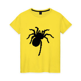 Женская футболка хлопок с принтом Паук (spider) в Тюмени, 100% хлопок | прямой крой, круглый вырез горловины, длина до линии бедер, слегка спущенное плечо | Тематика изображения на принте: насекомые | паутина | паучок | черная вдова | черный паук