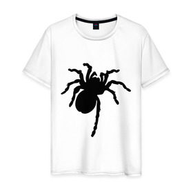 Мужская футболка хлопок с принтом Паук (spider) в Тюмени, 100% хлопок | прямой крой, круглый вырез горловины, длина до линии бедер, слегка спущенное плечо. | насекомые | паутина | паучок | черная вдова | черный паук