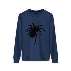 Женский свитшот хлопок с принтом Паук (spider) в Тюмени, 100% хлопок | прямой крой, круглый вырез, на манжетах и по низу широкая трикотажная резинка  | насекомые | паутина | паучок | черная вдова | черный паук