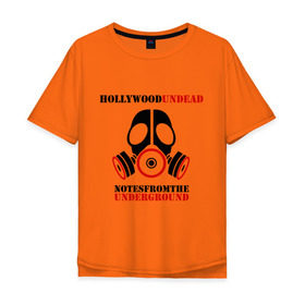 Мужская футболка хлопок Oversize с принтом Hollywood undead, notes from the underground в Тюмени, 100% хлопок | свободный крой, круглый ворот, “спинка” длиннее передней части | хип хоп