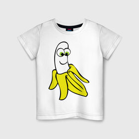 Детская футболка хлопок с принтом Веселый банан в Тюмени, 100% хлопок | круглый вырез горловины, полуприлегающий силуэт, длина до линии бедер | банан