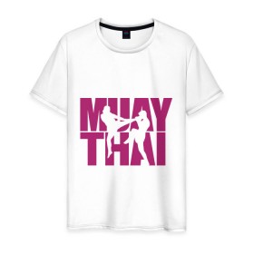 Мужская футболка хлопок с принтом Muay thai в Тюмени, 100% хлопок | прямой крой, круглый вырез горловины, длина до линии бедер, слегка спущенное плечо. | муай тай