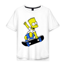 Мужская футболка хлопок Oversize с принтом Барт на скейте в Тюмени, 100% хлопок | свободный крой, круглый ворот, “спинка” длиннее передней части | simpsons | барт симпсон | мультфильмы | симпсоны