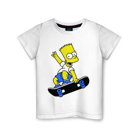 Детская футболка хлопок с принтом Барт на скейте в Тюмени, 100% хлопок | круглый вырез горловины, полуприлегающий силуэт, длина до линии бедер | simpsons | барт симпсон | мультфильмы | симпсоны