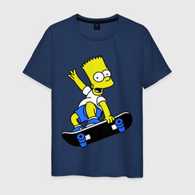 Мужская футболка хлопок с принтом Барт на скейте в Тюмени, 100% хлопок | прямой крой, круглый вырез горловины, длина до линии бедер, слегка спущенное плечо. | simpsons | барт симпсон | мультфильмы | симпсоны