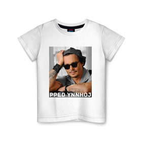 Детская футболка хлопок с принтом Pped Ynnhoj в Тюмени, 100% хлопок | круглый вырез горловины, полуприлегающий силуэт, длина до линии бедер | johnny depp | актер | голливуд | джонни депп | звезды | знаменитости
