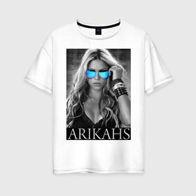 Женская футболка хлопок Oversize с принтом Arikahs в Тюмени, 100% хлопок | свободный крой, круглый ворот, спущенный рукав, длина до линии бедер
 | shakira | актирса | голливуд | звезды | знаменитости | певица | шакира