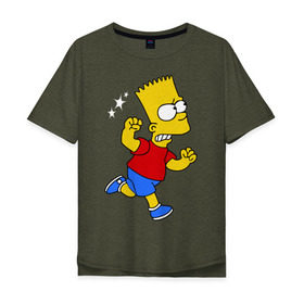 Мужская футболка хлопок Oversize с принтом Барт бой без правил в Тюмени, 100% хлопок | свободный крой, круглый ворот, “спинка” длиннее передней части | bart simpson | simpsons | барт симпсон | драка | симпсоны