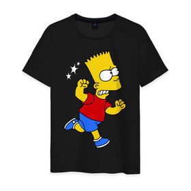Мужская футболка хлопок с принтом Барт бой без правил в Тюмени, 100% хлопок | прямой крой, круглый вырез горловины, длина до линии бедер, слегка спущенное плечо. | bart simpson | simpsons | барт симпсон | драка | симпсоны