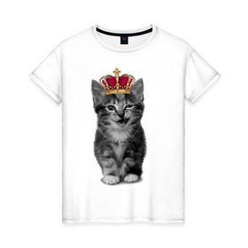 Женская футболка хлопок с принтом Meow kitten в Тюмени, 100% хлопок | прямой крой, круглый вырез горловины, длина до линии бедер, слегка спущенное плечо | kitten | meow | meow kitten | киса | кот | котик | котэ | котяра | кошка | прикольный кот