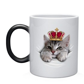 Кружка хамелеон с принтом Pretty kitten в Тюмени, керамика | меняет цвет при нагревании, емкость 330 мл | kitten | meow | meow kitten | киса | корона | корона на голове кота | кот | кот с короной | котик | котэ | котяра | кошка | прикольный кот