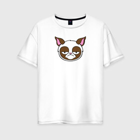 Женская футболка хлопок Oversize с принтом Stay grumpy and hate everything в Тюмени, 100% хлопок | свободный крой, круглый ворот, спущенный рукав, длина до линии бедер
 | грустный кот | интернет приколы | кот мем | котенок | котик | кошка | хмурый кот