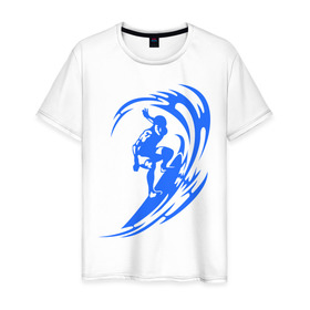Мужская футболка хлопок с принтом Серфинг (surfing) в Тюмени, 100% хлопок | прямой крой, круглый вырез горловины, длина до линии бедер, слегка спущенное плечо. | серф | серфер | серфинг | экстремальный | экстрим