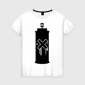 Женская футболка хлопок с принтом Баллончик в Тюмени, 100% хлопок | прямой крой, круглый вырез горловины, длина до линии бедер, слегка спущенное плечо | баллончик | балон | граффити