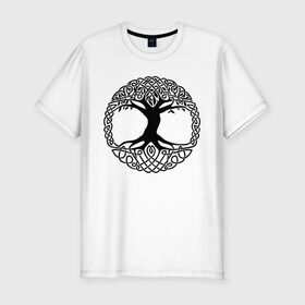 Мужская футболка премиум с принтом Дерево Жизни в Тюмени, 92% хлопок, 8% лайкра | приталенный силуэт, круглый вырез ворота, длина до линии бедра, короткий рукав | дерево | древо жизни | дуб | узоры