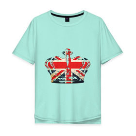 Мужская футболка хлопок Oversize с принтом Корона, флаг Британии в Тюмени, 100% хлопок | свободный крой, круглый ворот, “спинка” длиннее передней части | британия | королевская корона | корона | корона с британским флагом | флаг британии