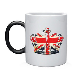 Кружка хамелеон с принтом Корона, флаг Британии в Тюмени, керамика | меняет цвет при нагревании, емкость 330 мл | британия | королевская корона | корона | корона с британским флагом | флаг британии