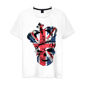 Мужская футболка хлопок с принтом Британский череп в Тюмени, 100% хлопок | прямой крой, круглый вырез горловины, длина до линии бедер, слегка спущенное плечо. | great britain | uk | united kingdom | английский флаг | британский флаг | флаг uk | флаг англии | флаг британии | флаг великобритании | череп