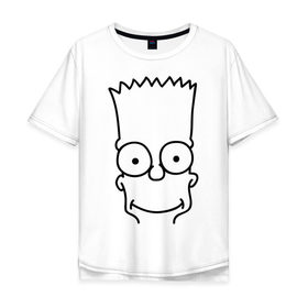 Мужская футболка хлопок Oversize с принтом Барт лицо в Тюмени, 100% хлопок | свободный крой, круглый ворот, “спинка” длиннее передней части | simpsons | мультики | мультфильмы | симпсоны