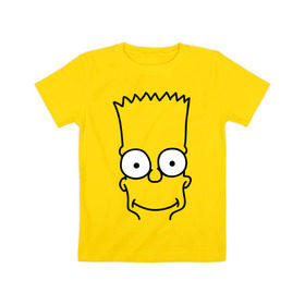 Детская футболка хлопок с принтом Барт лицо в Тюмени, 100% хлопок | круглый вырез горловины, полуприлегающий силуэт, длина до линии бедер | simpsons | мультики | мультфильмы | симпсоны