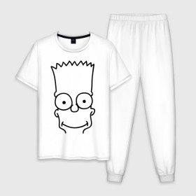 Мужская пижама хлопок с принтом Барт лицо в Тюмени, 100% хлопок | брюки и футболка прямого кроя, без карманов, на брюках мягкая резинка на поясе и по низу штанин
 | Тематика изображения на принте: simpsons | мультики | мультфильмы | симпсоны