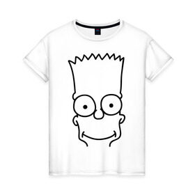 Женская футболка хлопок с принтом Барт лицо в Тюмени, 100% хлопок | прямой крой, круглый вырез горловины, длина до линии бедер, слегка спущенное плечо | simpsons | мультики | мультфильмы | симпсоны