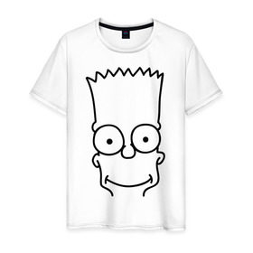 Мужская футболка хлопок с принтом Барт лицо в Тюмени, 100% хлопок | прямой крой, круглый вырез горловины, длина до линии бедер, слегка спущенное плечо. | simpsons | мультики | мультфильмы | симпсоны