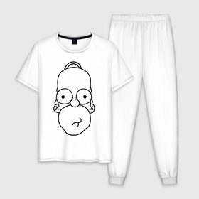 Мужская пижама хлопок с принтом Гомер лицо в Тюмени, 100% хлопок | брюки и футболка прямого кроя, без карманов, на брюках мягкая резинка на поясе и по низу штанин
 | гомер