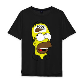 Мужская футболка хлопок Oversize с принтом Гомер думает о еде в Тюмени, 100% хлопок | свободный крой, круглый ворот, “спинка” длиннее передней части | Тематика изображения на принте: гомер