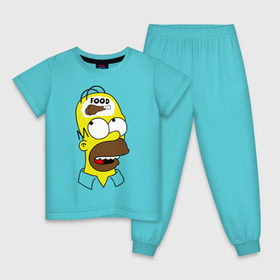 Детская пижама хлопок с принтом Гомер думает о еде в Тюмени, 100% хлопок |  брюки и футболка прямого кроя, без карманов, на брюках мягкая резинка на поясе и по низу штанин
 | гомер
