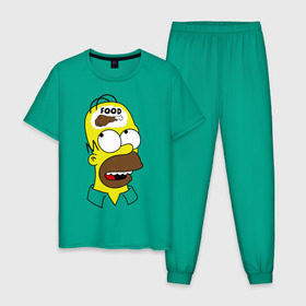 Мужская пижама хлопок с принтом Гомер думает о еде в Тюмени, 100% хлопок | брюки и футболка прямого кроя, без карманов, на брюках мягкая резинка на поясе и по низу штанин
 | гомер