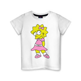 Детская футболка хлопок с принтом Лиза милашка в Тюмени, 100% хлопок | круглый вырез горловины, полуприлегающий силуэт, длина до линии бедер | Тематика изображения на принте: liza | simpsons | мультики | мультфильмы | симпсоны