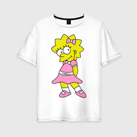 Женская футболка хлопок Oversize с принтом Лиза милашка в Тюмени, 100% хлопок | свободный крой, круглый ворот, спущенный рукав, длина до линии бедер
 | liza | simpsons | мультики | мультфильмы | симпсоны