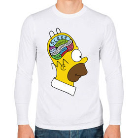 Мужской лонгслив хлопок с принтом Мозг Гомера в Тюмени, 100% хлопок |  | Тематика изображения на принте: гомер