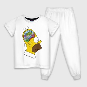 Детская пижама хлопок с принтом Мозг Гомера в Тюмени, 100% хлопок |  брюки и футболка прямого кроя, без карманов, на брюках мягкая резинка на поясе и по низу штанин
 | гомер